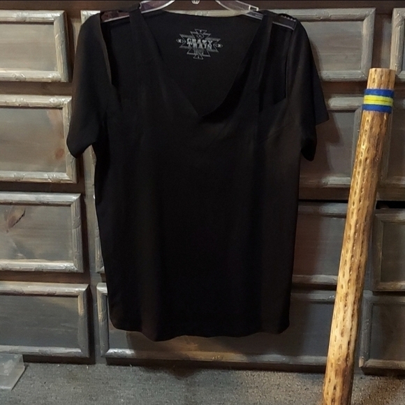 BLACK Crazy Train Cut Out Tshirt Size XL - Picture 1 of 3